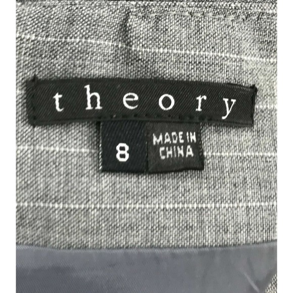 Theory Frieda Pencil Skirt Sz 8 Wool Gray Striped - Picture 3 of 7